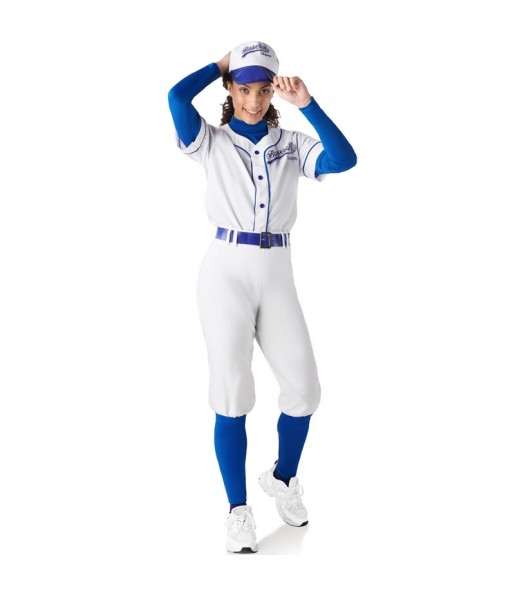 Disfarce de Jogadora de basebol azul para mulher