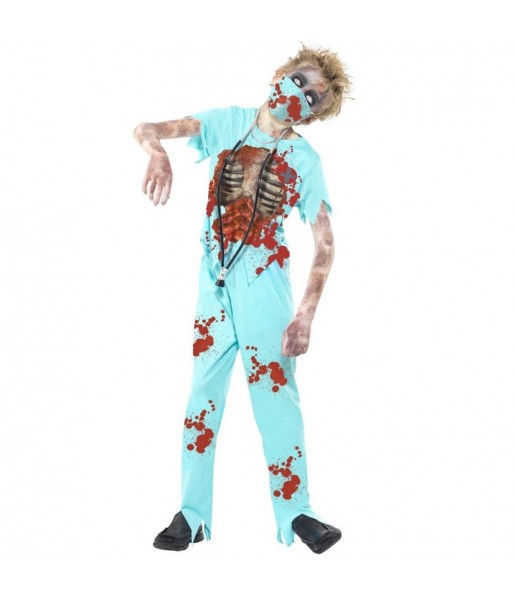 Disfarce Halloween Doctor zombie para meninos para uma festa do terror