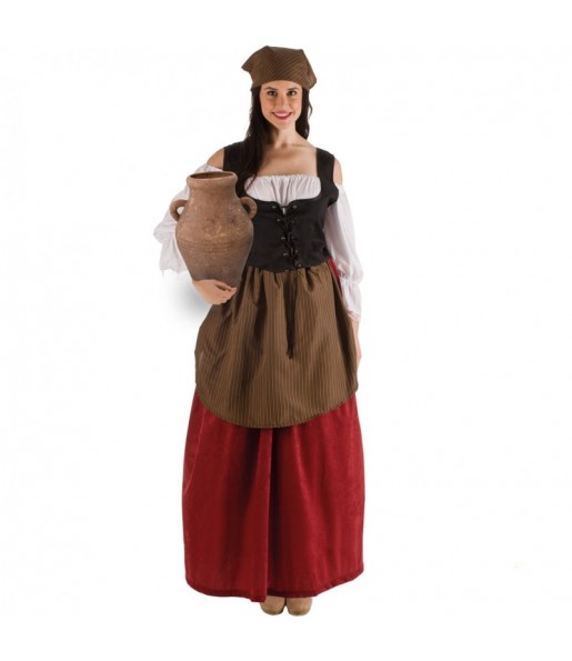 Disfarce de Estalajadeira medieval com avental para mulher