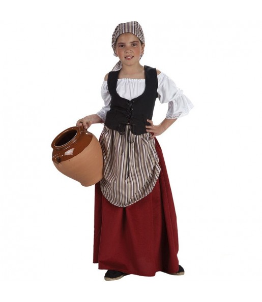 Disfarce de Estalajadeira medieval com avental para menina