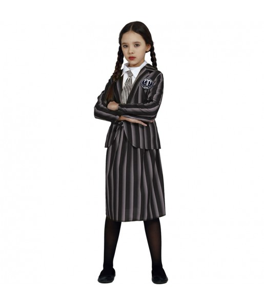 Disfarce de Wednesday Addams em Nevermore para menina