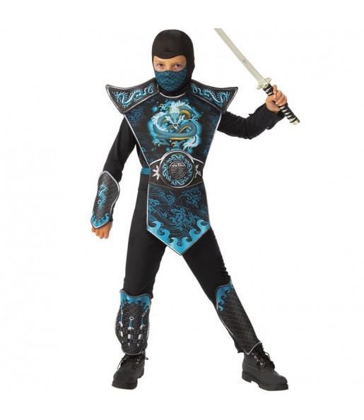 Disfarce de Ninja Dragão azul para menino