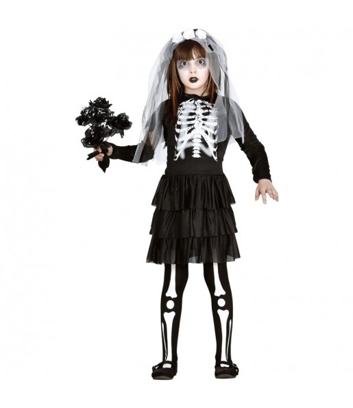 Fato de Noiva Esqueleto zombie para menina