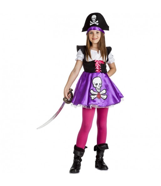 Fato de Pirata púrpura para menina