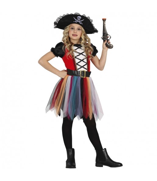 Disfarce de Pirata multicolorida para menina