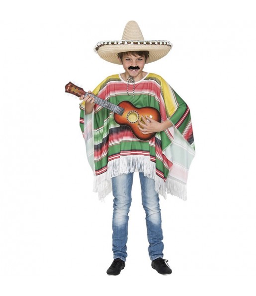 Disfarce de Poncho de riscas mexicano para menino