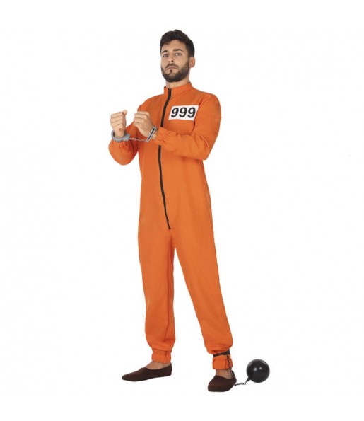Disfarce de Prisioneiro com uniforme laranja para homem
