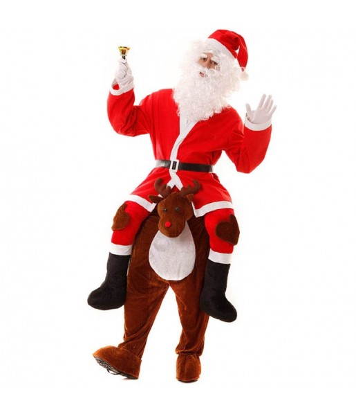 Disfarce Ride On Pai Natal em rena adulto divertidíssimo para qualquer ocasião