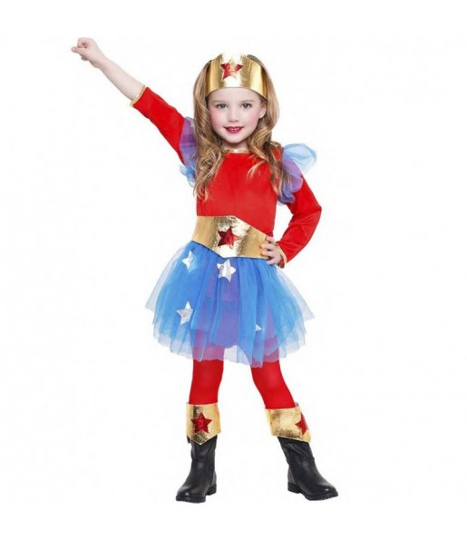 Disfarce Super Heroína Wonder Woman menina para que eles sejam com quem sempre sonharam
