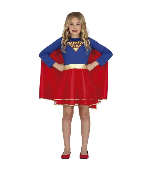Disfarce de Superwoman com capa para menina