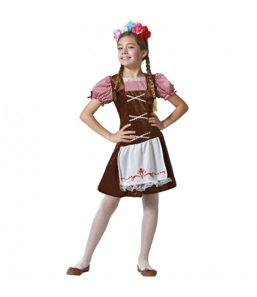 Disfarce de Tirolesa Oktoberfest marrom para menina