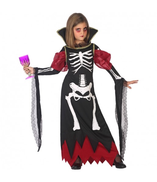 Disfarce Halloween Vampiresa Esqueleto meninas para uma festa Halloween