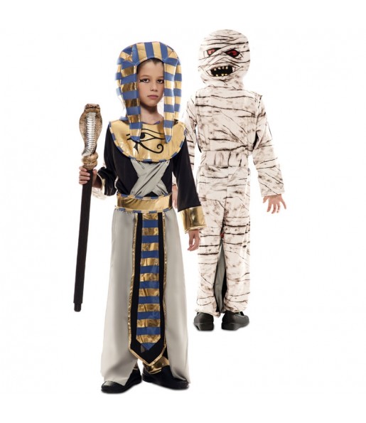 Disfarce duplo de Egípcio e Múmia menino para deixar voar a sua imaginação