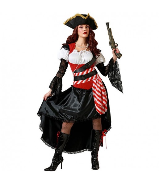 Fato de Pirata às riscas para mulher