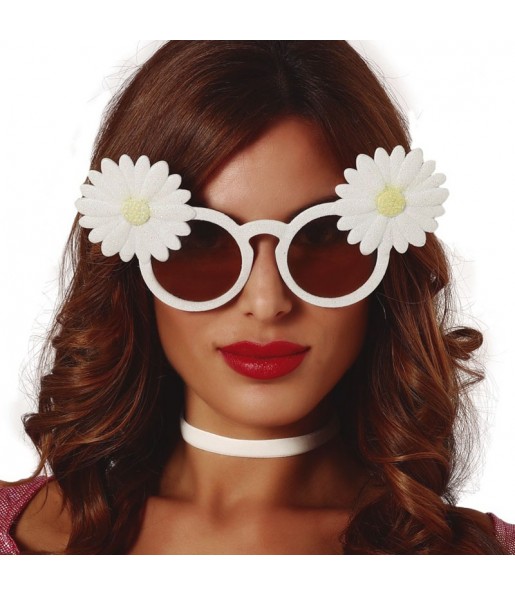 Os óculos mais engraçados brancos com margaridas para festas de fantasia