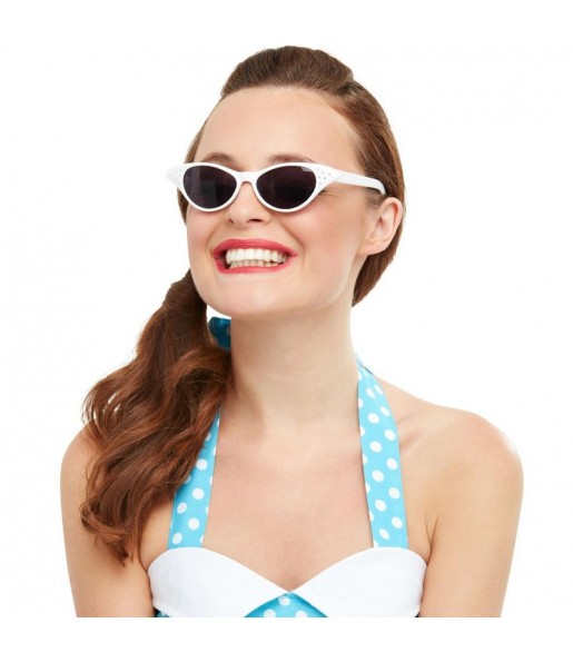 Os óculos mais engraçados Grease brancos para festas de fantasia