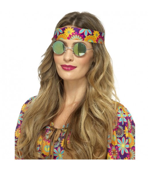 Óculos Hippie verdes para completar o seu disfarce