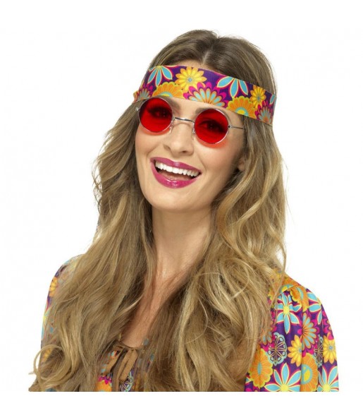 Óculos Hippie Vermelhos para completar o seu disfarce