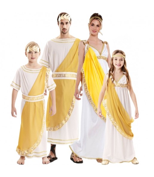 Disfarces de Imperadores romanos em cor dourada para grupos e famílias