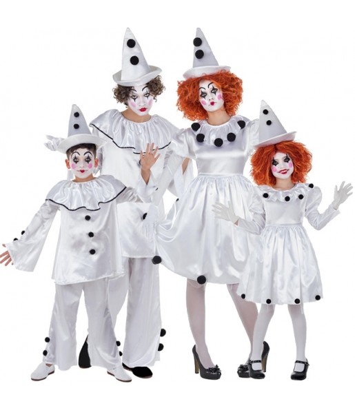 Disfarces de Palhaços Pierrot para grupos e famílias