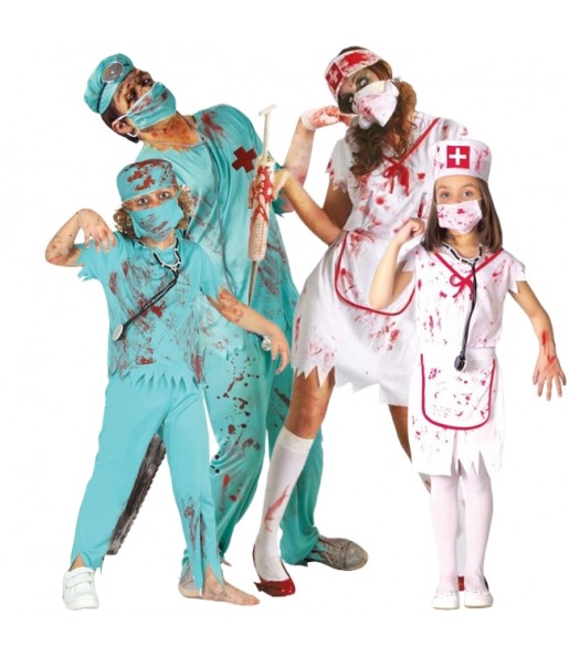 Disfarces de Cirurgiões e Enfermeiras Zombies para grupos e famílias