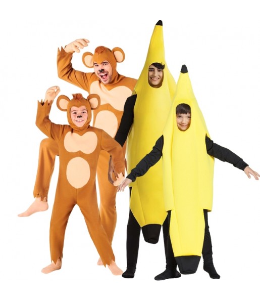 Fantasias Macacos e bananas para grupos e famílias