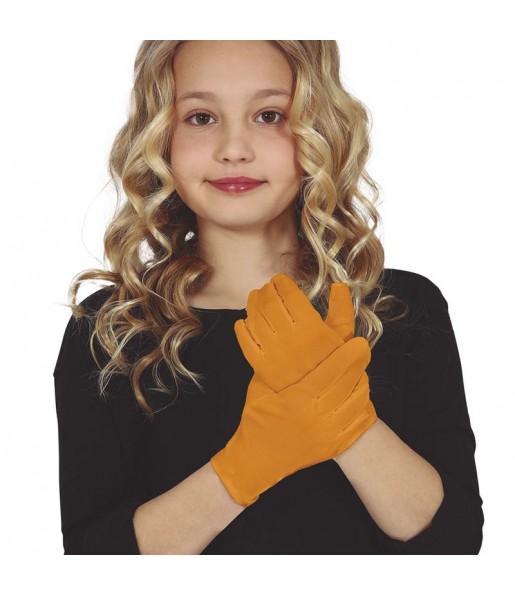 Luvas de cor-de-laranja para crianças para completar o seu disfarce
