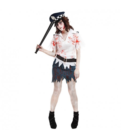 Fato de Polícia Zombie mulher para a noite de Halloween 