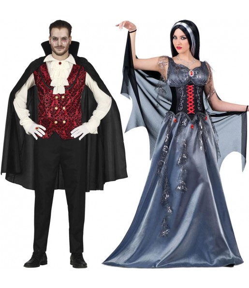 Fatos de casal Conde Drácula e a Vampira Marishka