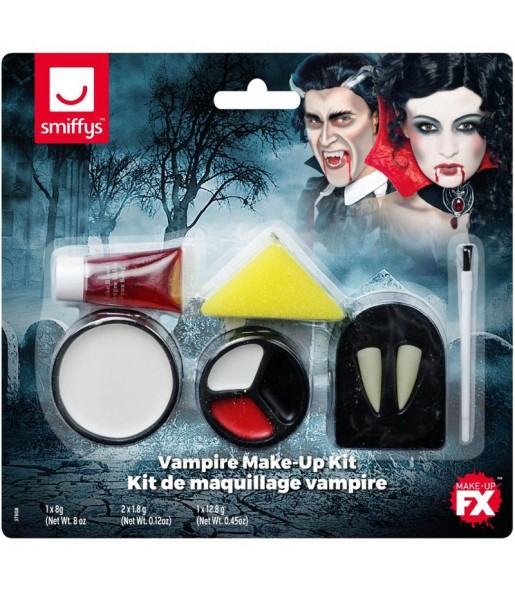 Kit de maquilhagem de vampiro com presas para completar o seu disfarce assutador