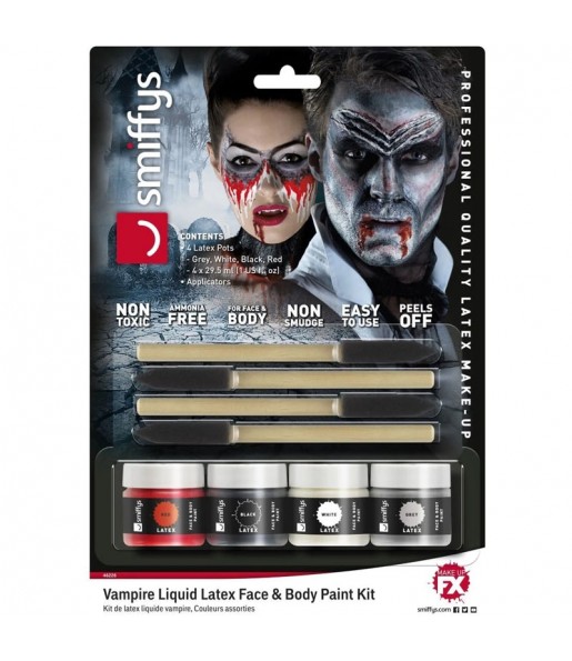 Kit de maquilhagem de vampiro com látex para completar o seu disfarce assutador