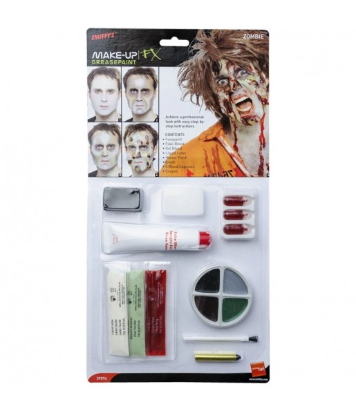 Kit de maquilhagem zombie com látex para completar o seu disfarce assutador