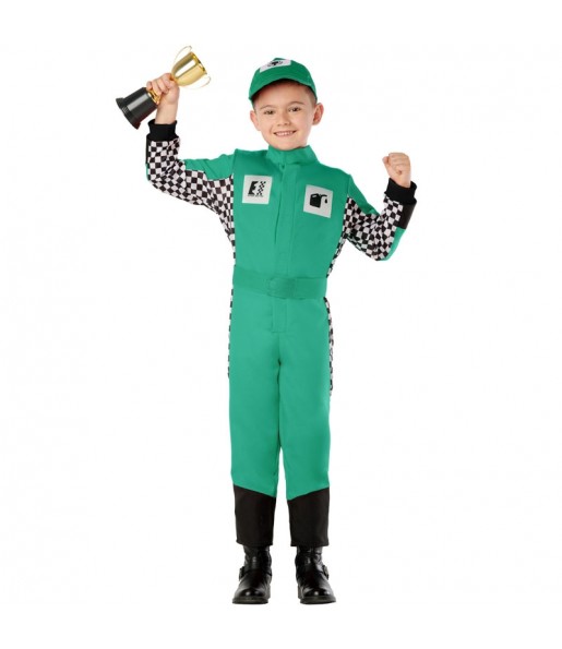 Disfarce de Piloto de Fórmula 1 verde para menino
