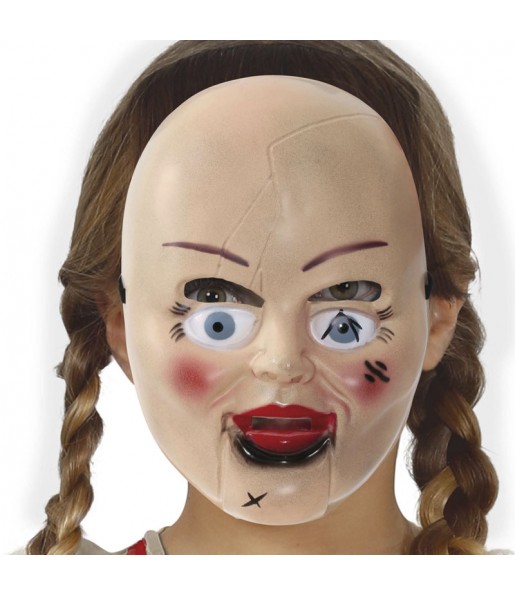 Máscara Annabelle PVC para crianças para completar o seu disfarce assutador