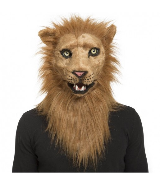 Máscara leão com mandíbula móvel para completar o seu fato Halloween e Carnaval