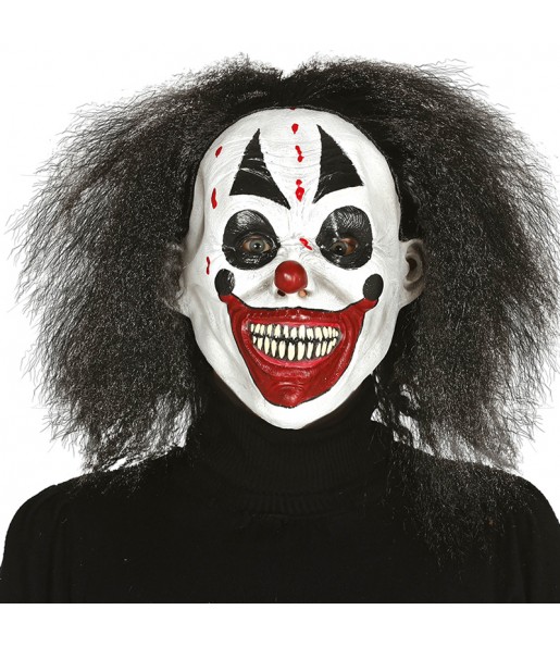 Máscara palhaço assassino com cabelo para completar o seu fato Halloween e Carnaval