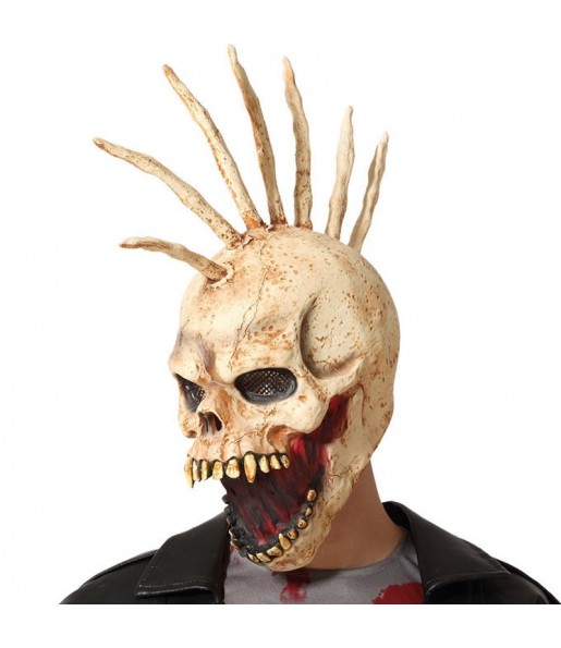 Máscara de esqueleto moicano de látex para completar o seu disfarce assutador