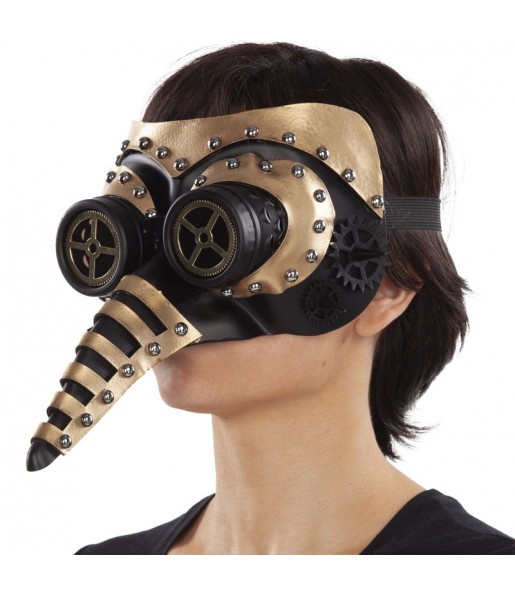 Máscara steampunk com nariz para completar o seu fato Halloween e Carnaval
