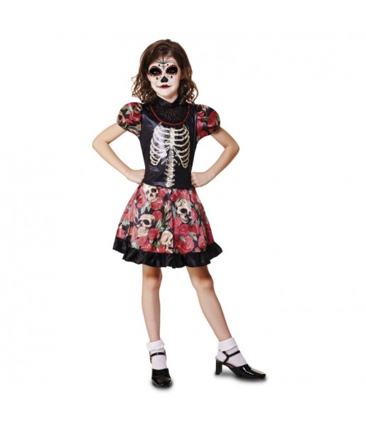 Disfarce Halloween Catrina de Dia dos Mortos meninas para uma festa Halloween
