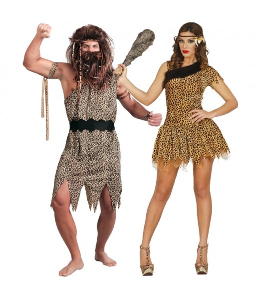 O casal cavernas primitivos original e engraçado para se disfraçar com o seu parceiro