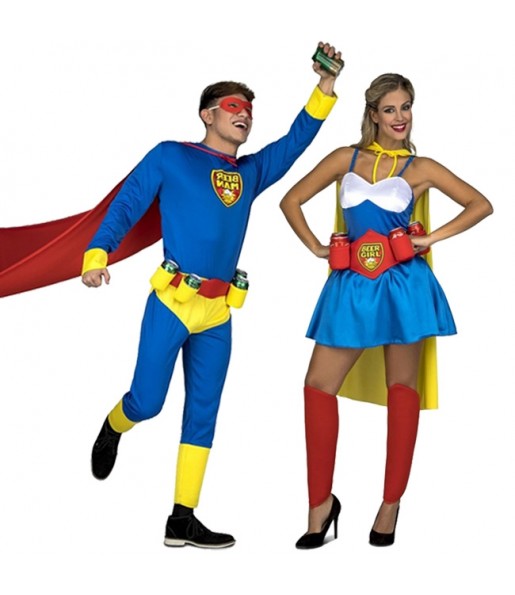 O casal Super heróis Cerveja original e engraçado para se disfraçar com o seu parceiro