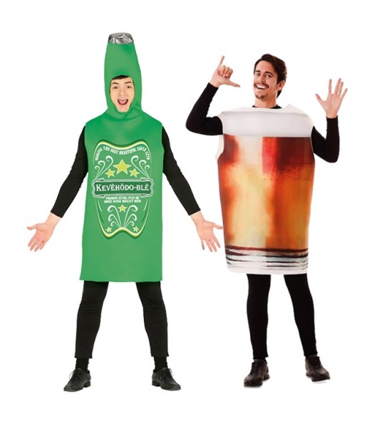 O casal Garrafa e Copo Cerveja original e engraçado para se disfraçar com o seu parceiro