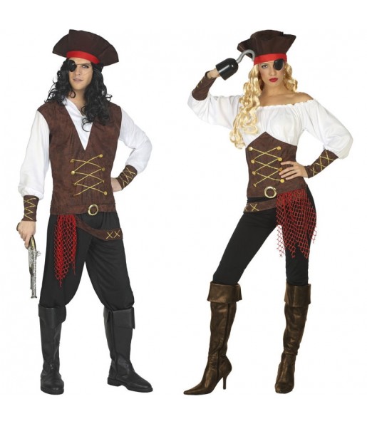 Fatos de casal Capitães navio pirata