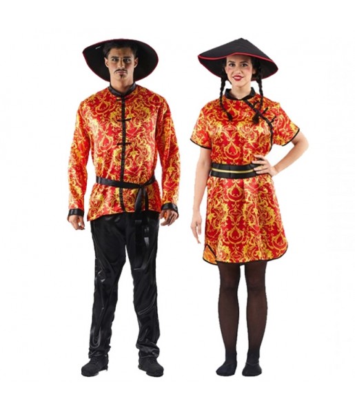 O casal chinês grande dragão original e engraçado para se disfraçar com o seu parceiro