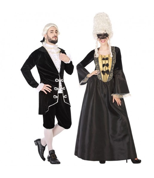 O casal Cortesãos Época pretos original e engraçado para se disfraçar com o seu parceiro