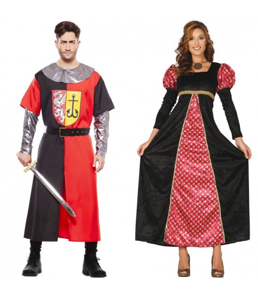 O casal Cruzado Medieval e Princesa da corte original e engraçado para se disfraçar com o seu parceiro