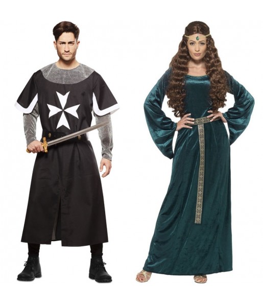 O casal cruzados e rainha medieval original e engraçado para se disfraçar com o seu parceiro