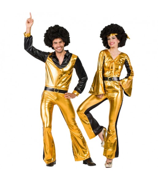 O casal Bailarinos Disco Dourados original e engraçado para se disfraçar com o seu parceiro