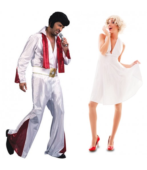 O casal Elvis Presley e Marilyn Monroe original e engraçado para se disfraçar com o seu parceiro