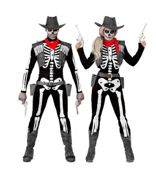 O casal esqueletos cowboy original e engraçado para se disfraçar com o seu parceiro